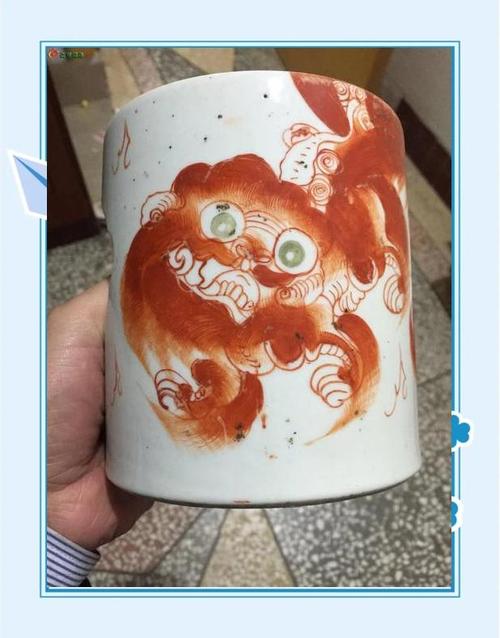 民国瓷器名家红狮子瓷器