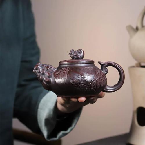 龙头紫砂壶,龙头会动
