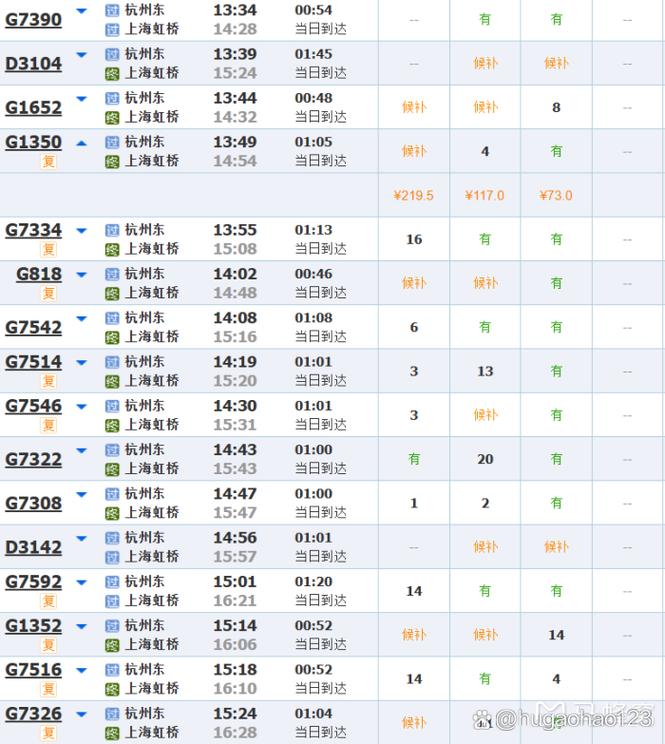 上海机场到杭州大巴时刻表