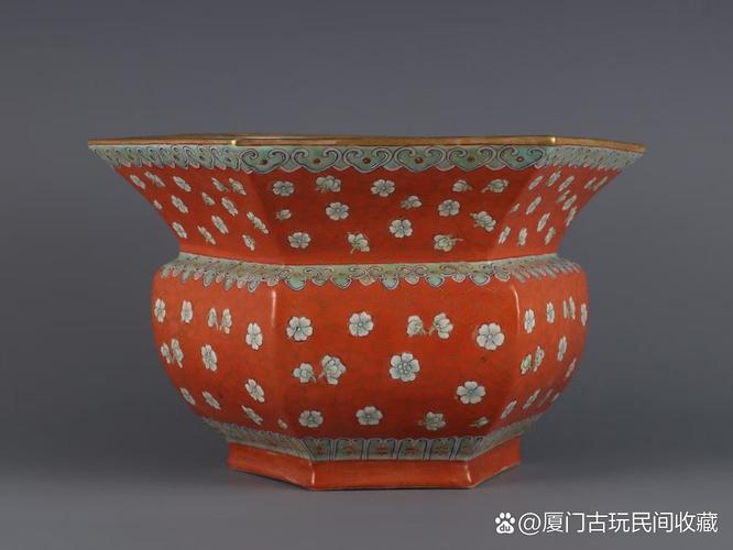 清代描金瓷器花盆底座