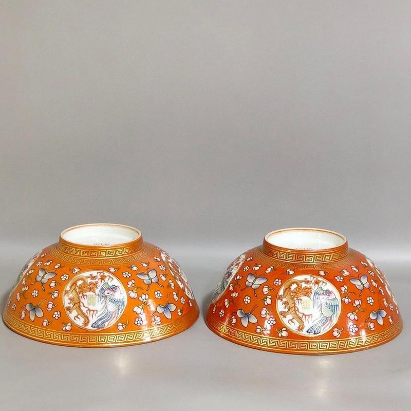 瓷器 龙凤 碗底红字