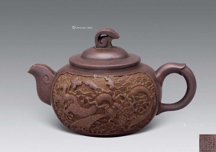 紫砂壶 瓜 浮雕 龙