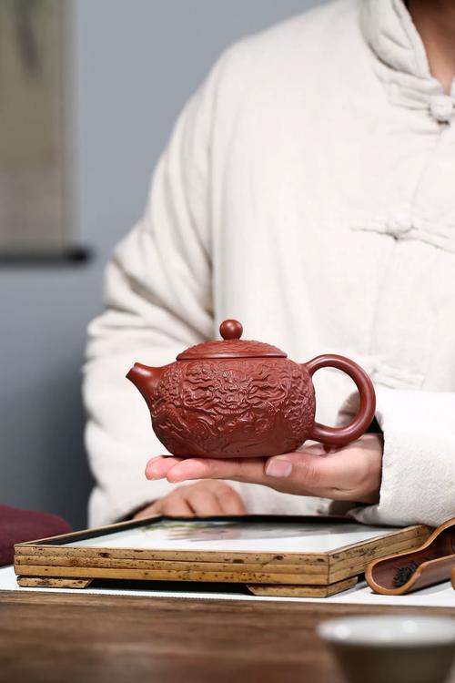 紫砂壶 瓜 浮雕 龙