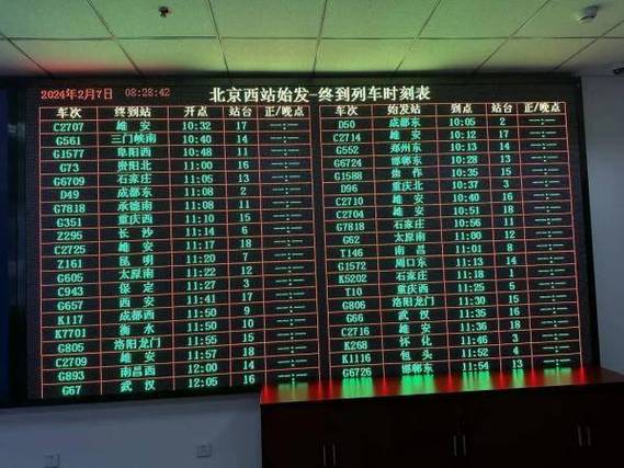 北京西站列车时刻表查询