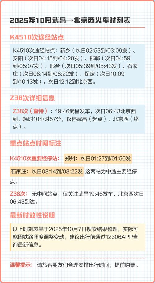 武昌到北京西火车时刻表