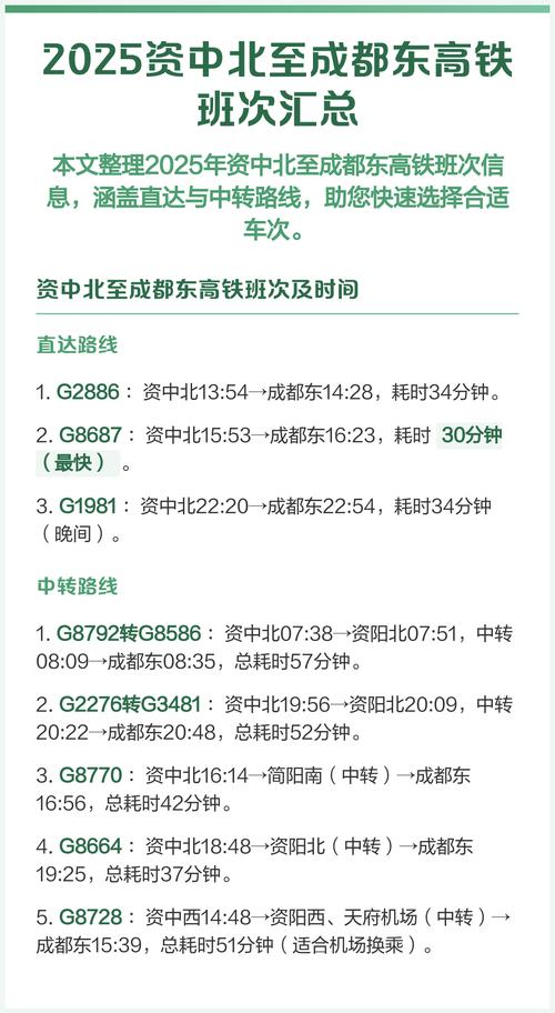 资阳北到成都东高铁时刻表