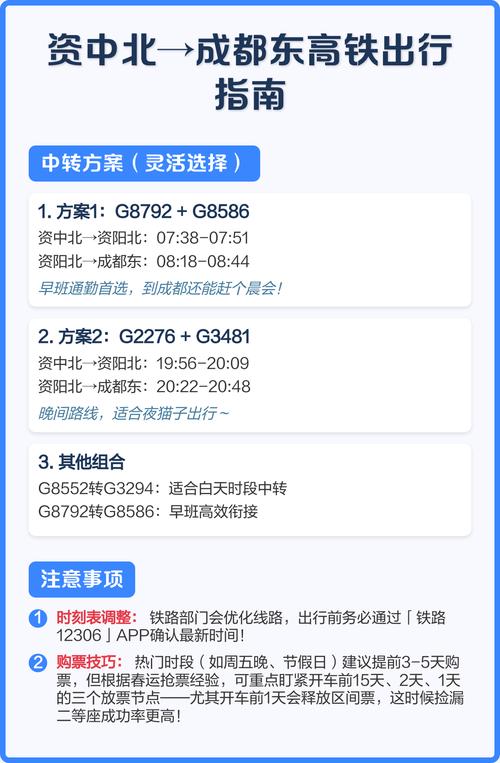 成都东到资中北高铁时刻表