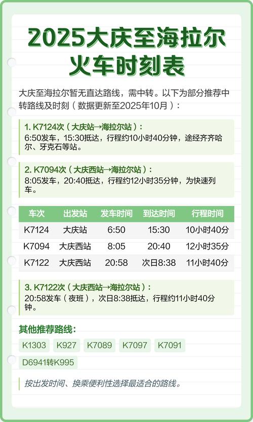 海拉尔到北京火车时刻表