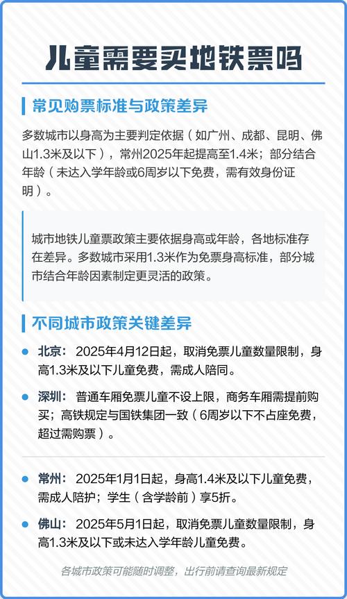 成都地铁儿童免票身高要求