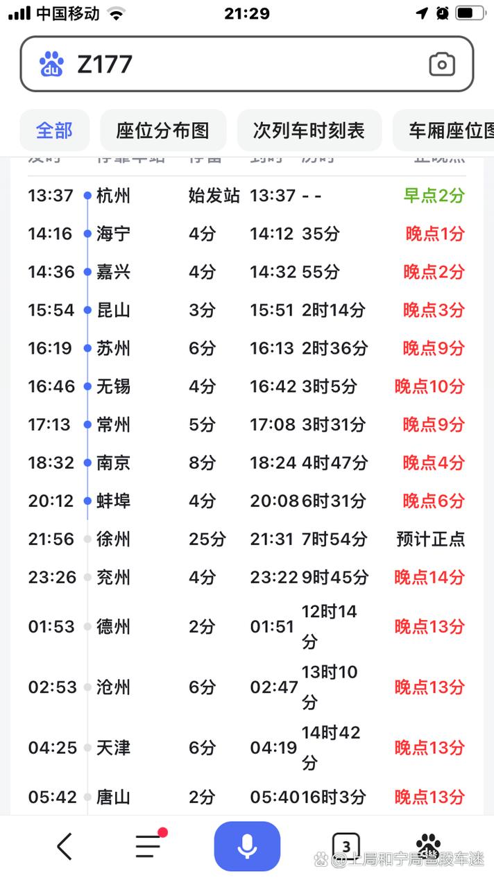 杭州到上海的火车时刻表