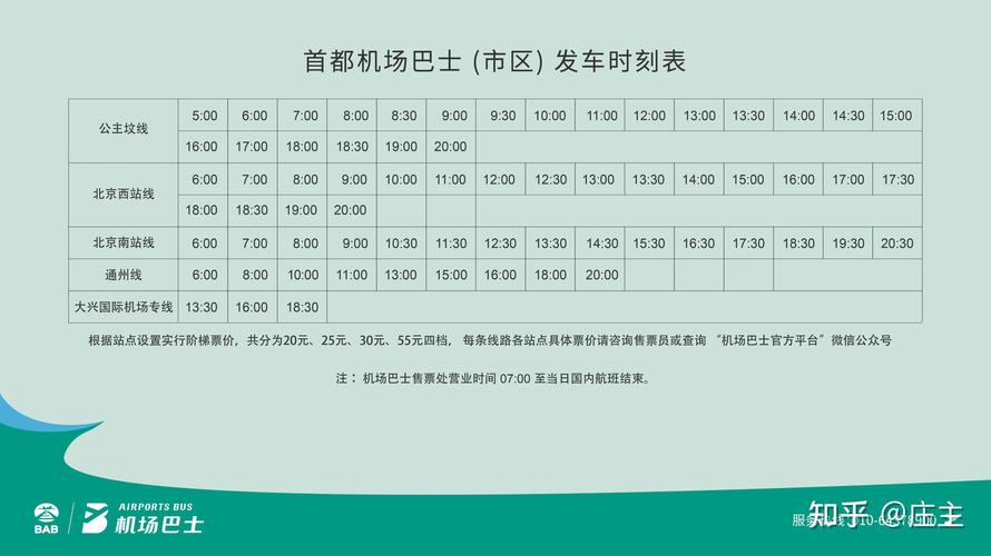 北京国际机场大巴时刻表