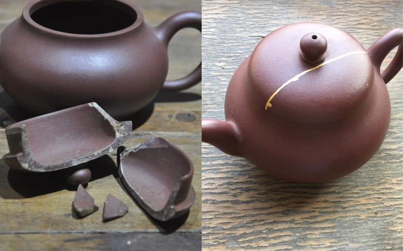 紫砂壶盖子碎两半修复