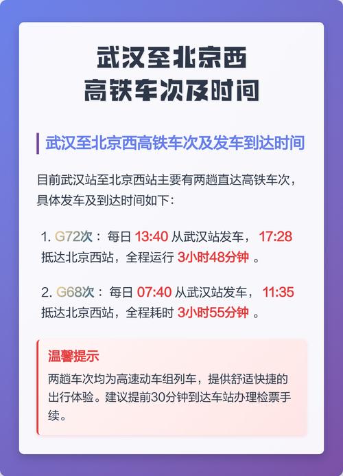 武汉到北京高铁多长时间
