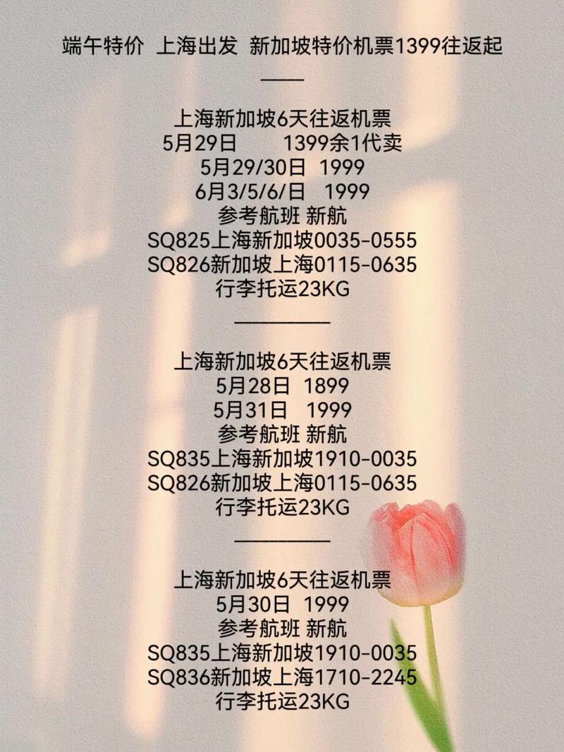 上海到新加坡机票多少钱