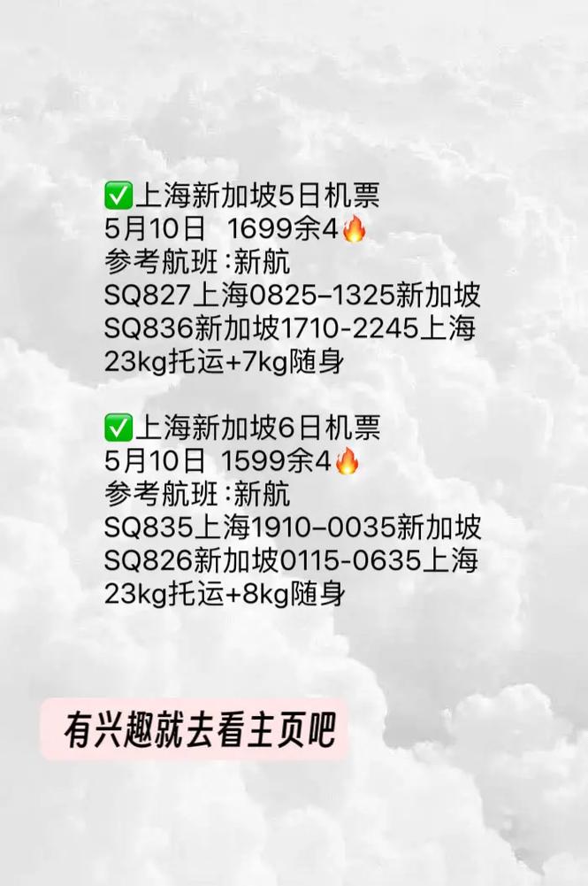 上海到新加坡机票多少钱