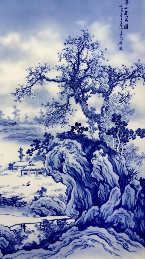 景德镇瓷器写意山水画