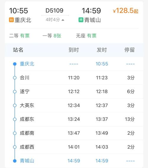 重庆北到成都东动车时刻表