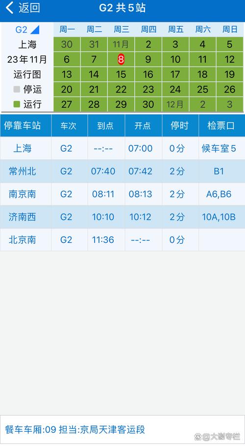 北京到南京的火车时刻表