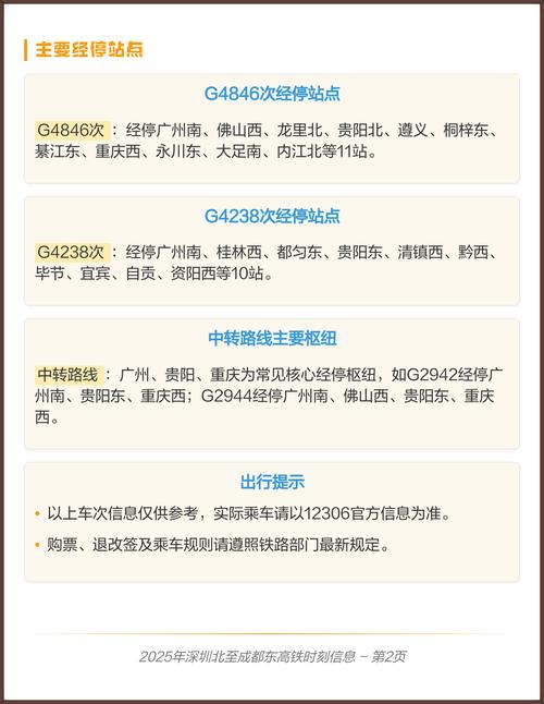 深圳东到成都东列车时刻表