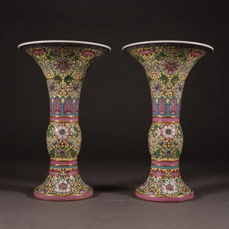 雍正黄釉粉彩瓷器图片