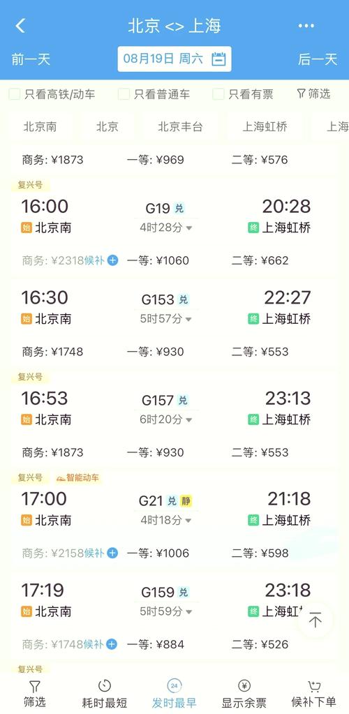 北京到上海高铁几个小时