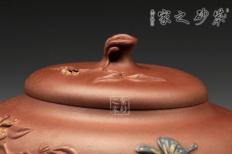 钱亚明花开富贵紫砂壶