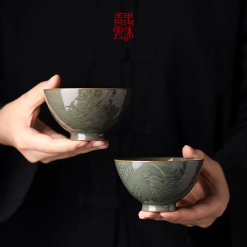 龙泉窑瓷器龙凤碗图片