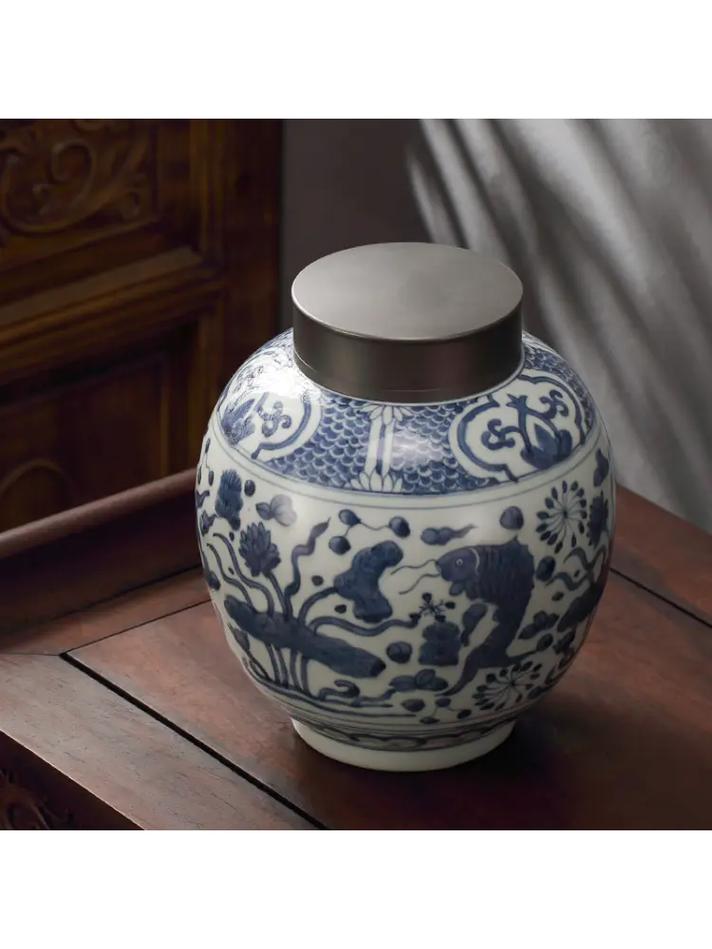 瓷器全手工绘画茶叶罐