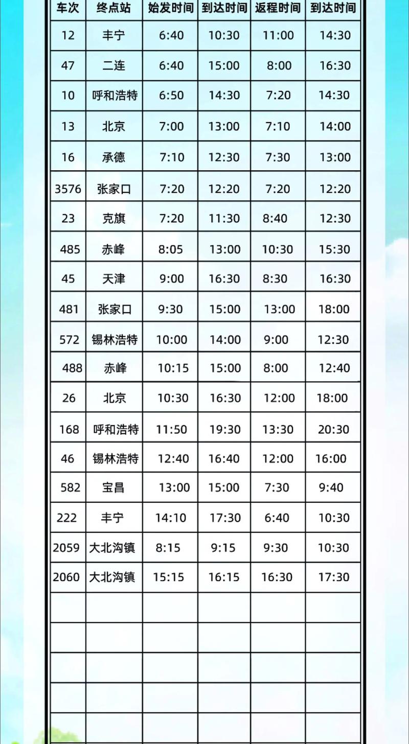 淄博到北京客车时刻表
