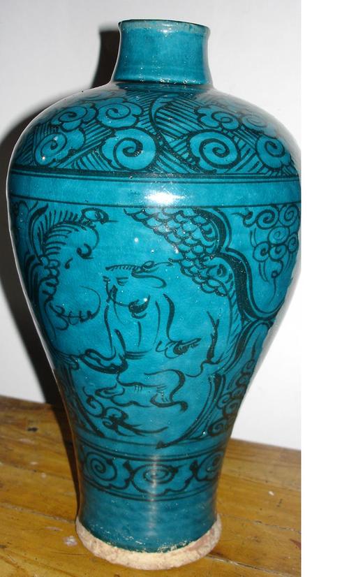 金代孔雀蓝釉瓷器图片