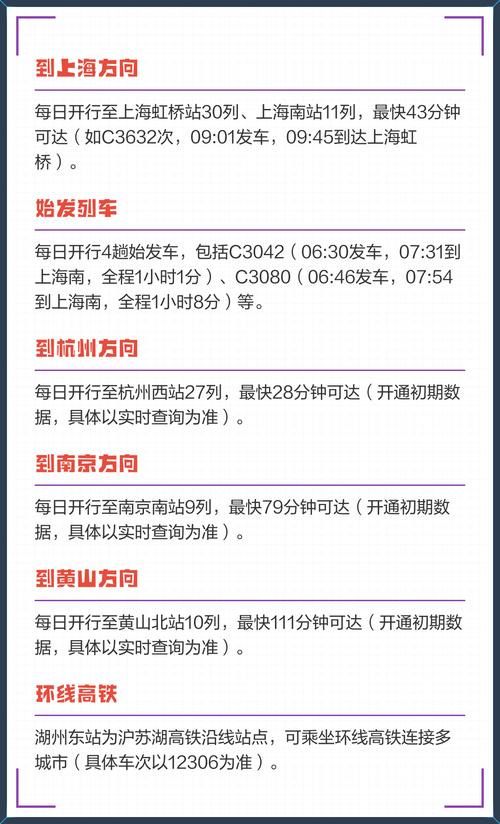 湖州至上海高铁时刻表