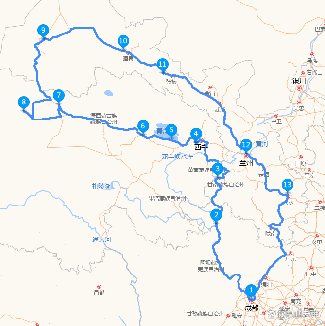 成都到青海湖自驾游线路