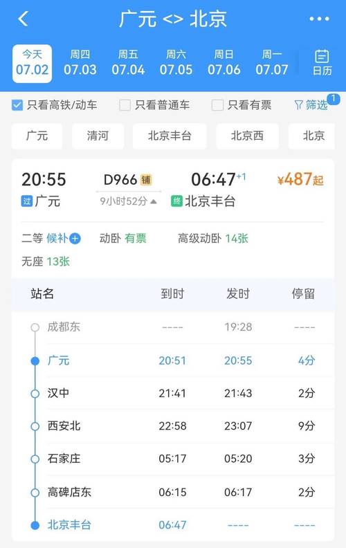 成都到广元高铁票多少钱