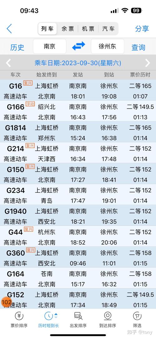 徐州坐高铁到北京多久