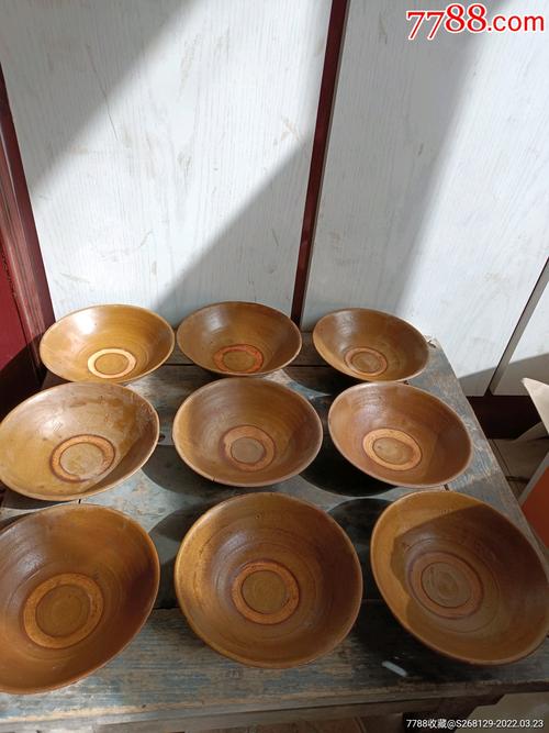 民国磁州窑黄釉碗瓷器