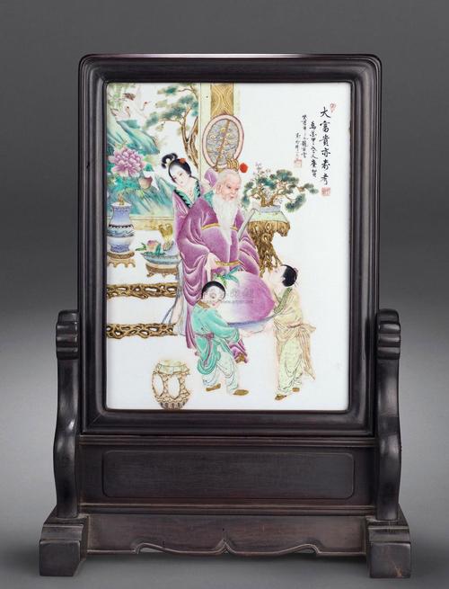 民国瓷器富贵寿考画片