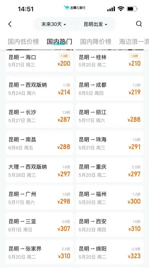 成都至西双版纳旅游价格