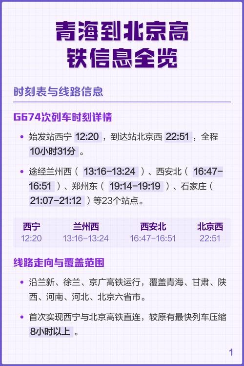 北京到西宁高铁时刻表