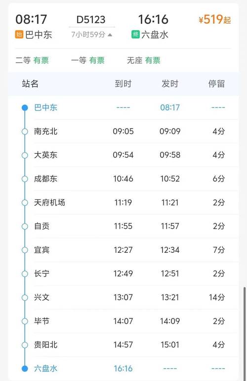 成都到南充的火车时刻表