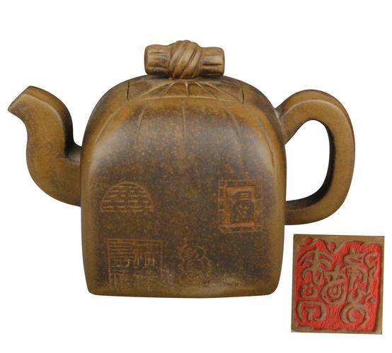 明代李茂林彩色紫砂壶