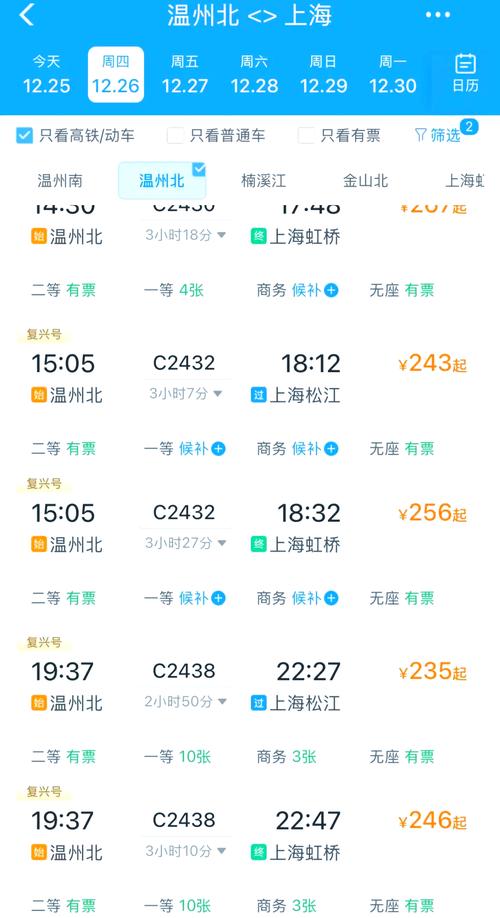 建瓯到上海高铁时刻表