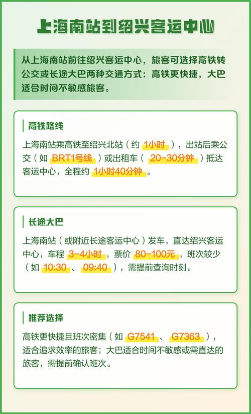 绍兴到上海大巴时刻表