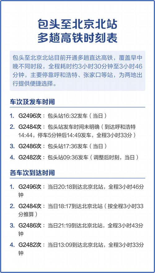 包头至北京火车时刻表