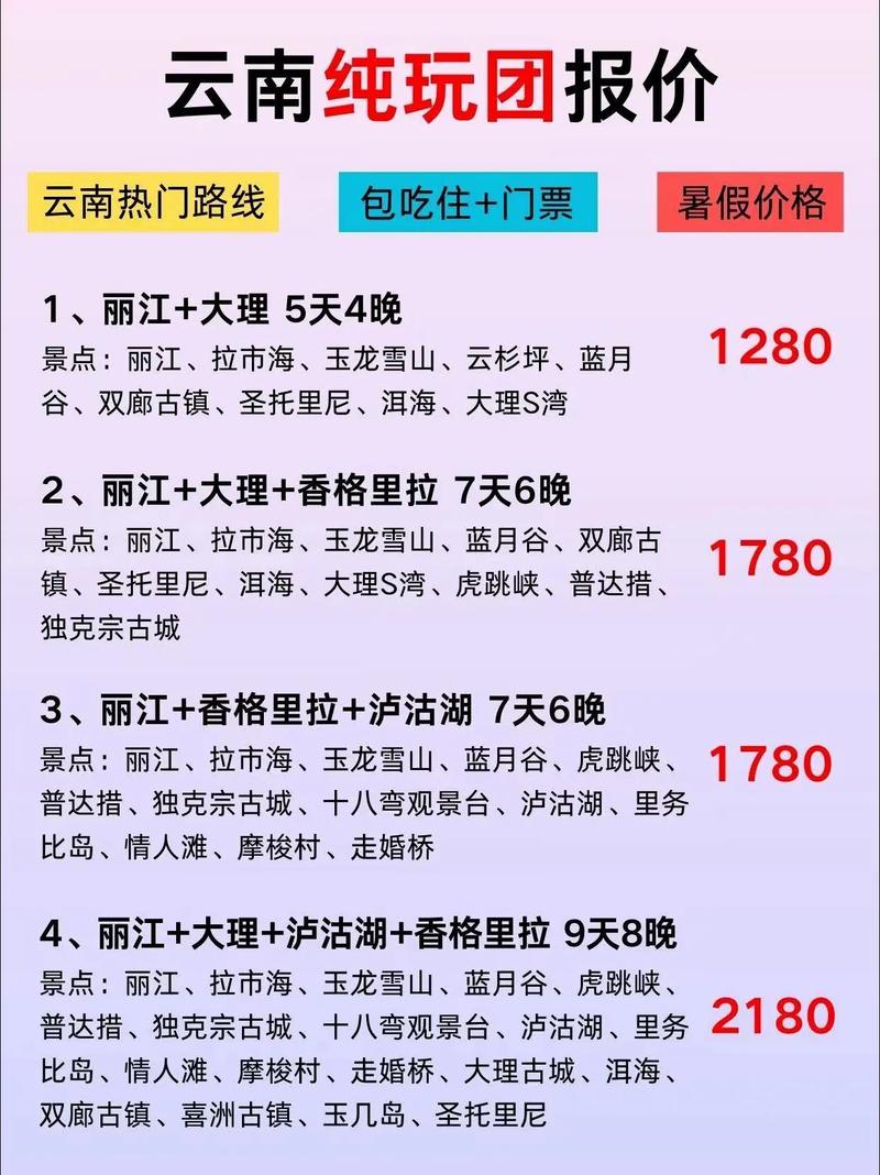 北京到云南旅游团报价