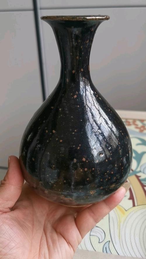 宋元黑釉酒瓶瓷器图片