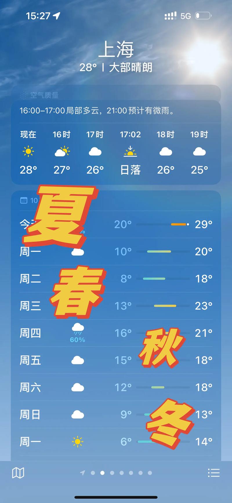 上海未来几天天气预报