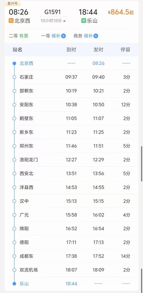 成都东到乐山高铁时刻表