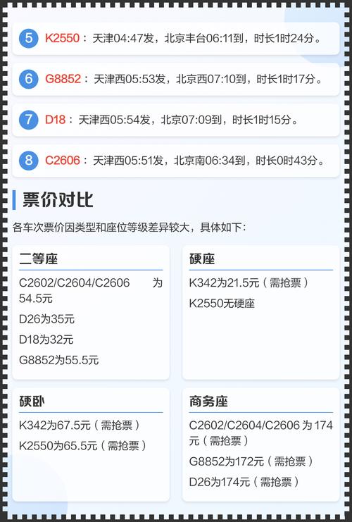北京至天津火车票查询