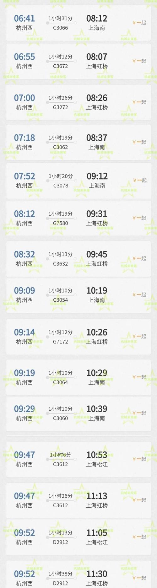 杭州东到上海虹桥高铁