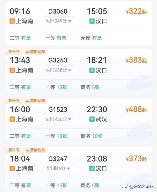 上海到宜昌高铁时刻表